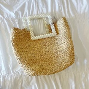 TARGET Pearl Handle Raffia Mini Tote Bag